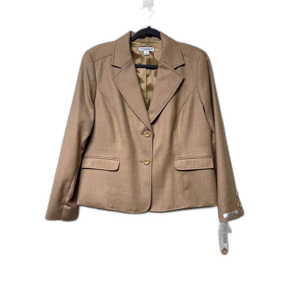 NWT PENDLETON 100% Virgin Wool Tan Blazer, Sz 14